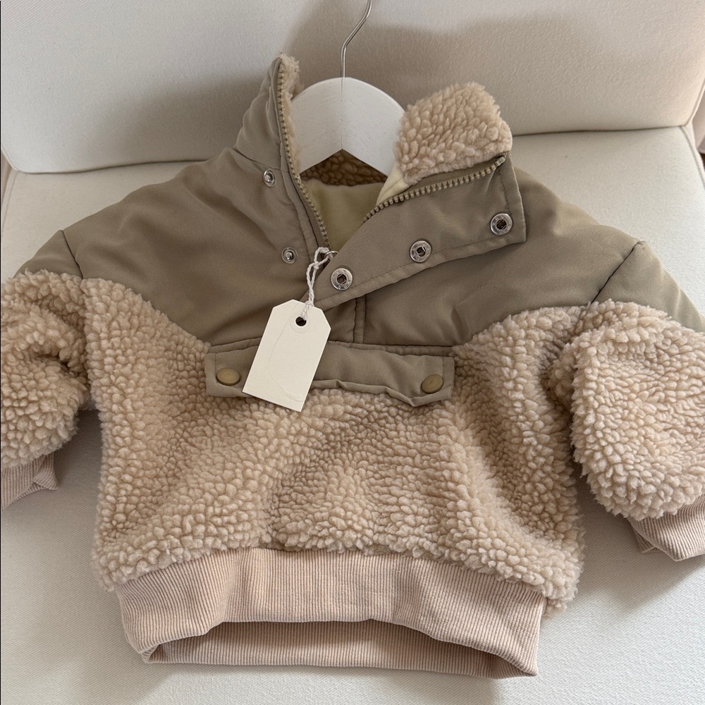 Toddler Cozy Tan and Cream Sherpa Jacket